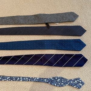 J Crew men’s 4 neckties and 1 bow tie.